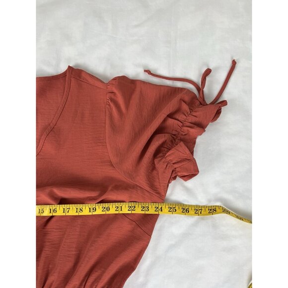 Näif‎ Women's Maxi Dress Button Front Coral Short Sleeve 1X - Picture 8 of 8